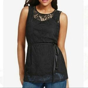 CAbi Women's Black Lace Date Night Sleeveless Tunic Tank Style 942 Size XS